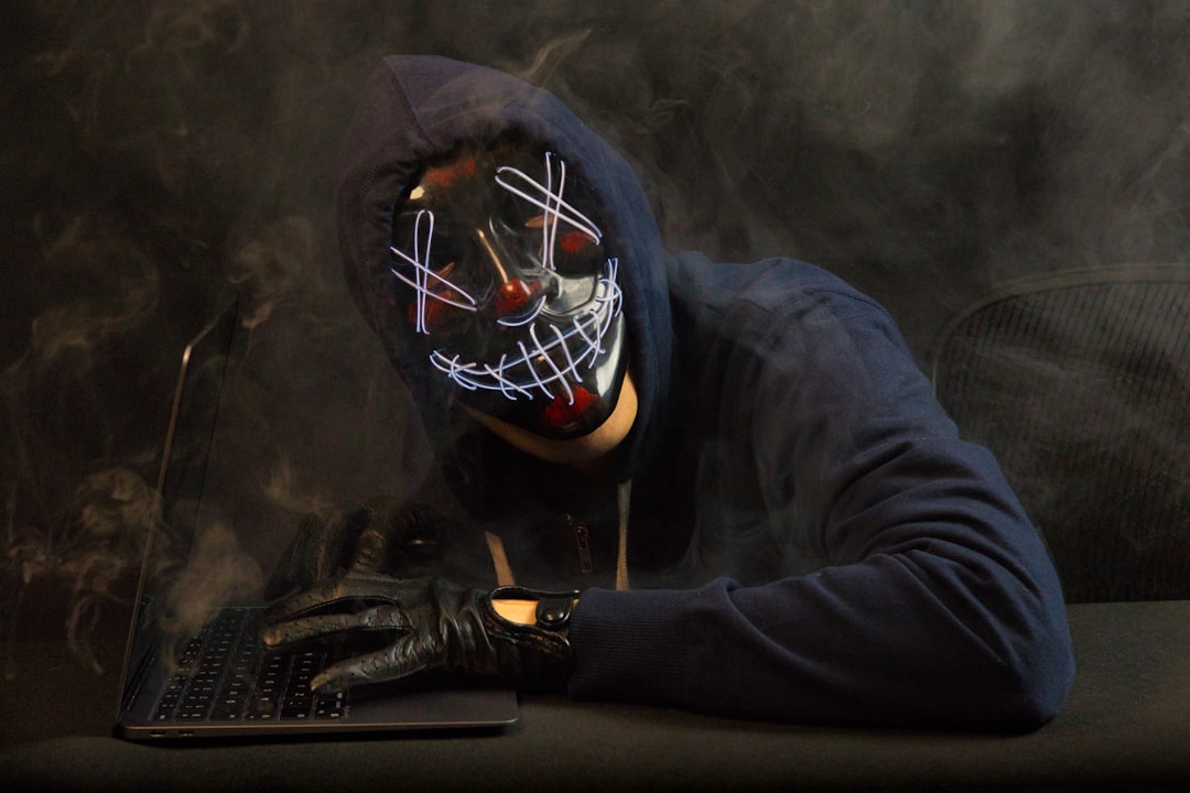 Cybercriminal exploiting unprotected browser session on computer screen with code